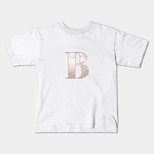 Monogram rose gold glitter marble B Kids T-Shirt